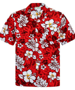 Short Sleeve Summer Beach Hawaiian Shirt - Flower Red -AHW300722-2 - For men and women - Fanshubus