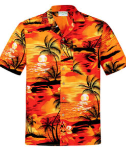 Short Sleeve Summer Beach Hawaiian Shirt -Beautiful Sunset -AHW300722-9 - For men and women - Fanshubus