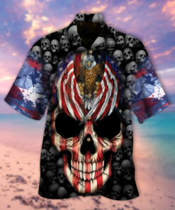 Skull America Eagle Printed Hawaiian Shirt