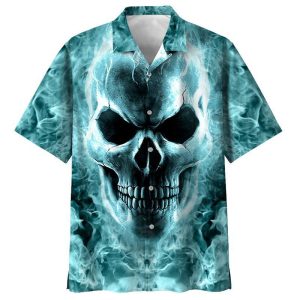 Skull Blue High Quality Unisex Hawaiian Shirt- For men and women - Fanshubus