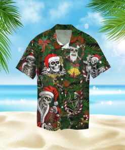 Skull Christmas 3D Hawaiian Shirt .