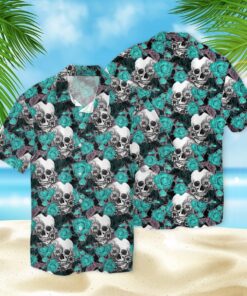 Skull Floral Pattern 3D Hawaiian Shirt- For men and women - Fanshubus