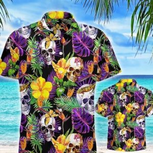 Skull Hawaiian Button Shirt- For men and women - Fanshubus
