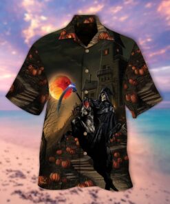 Skull Horseman Halloween Hawaiian Shirt- For men and women - Fanshubus