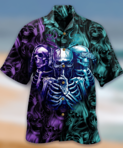 Skull Neither Hear Nor See Unisex Hawaiian Shirt- For men and women - Fanshubus