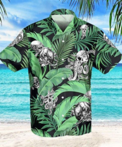 Skull Octopus Tropical Hawaiian Shirt  -  Crazy Funny Hawaiian Shirt .