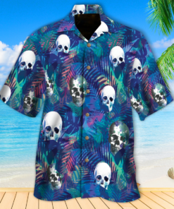 Skull Palm Tropical Hawaiian Shirt .