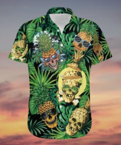 Skull Pineapple Tropical Hawaiian Shirt- For men and women - Fanshubus