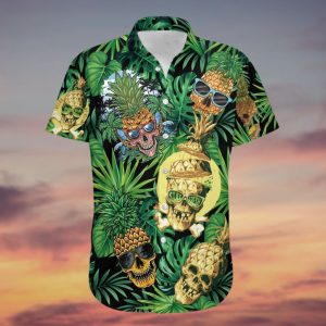 Skull Pineapple Tropical Hawaiian Shirt | For Men &amp; Women | Adult |- For men and women - Fanshubus