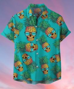 Skull Pineapple Wear Glasses Summer Hawaiian Shirt - For Men and Women Fanshubus