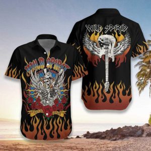 Skull Play Guitar Wild Spirit Hawaiian Shirt- For men and women - Fanshubus