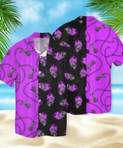 Skull Purple Fire Chain 3D Hawaiian Shirt- For men and women - Fanshubus