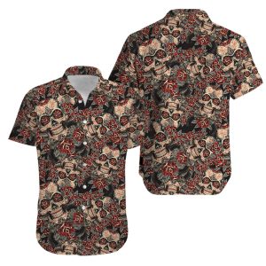 Skull Roses Sugar Skull Aloha Hawaiian Shirt- For men and women - Fanshubus