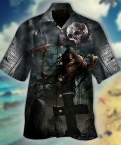 Skull Shadow Halloween Hawaiian Shirt- For men and women - Fanshubus