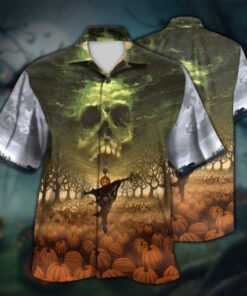 Skull Sky Pumpkin Halloween Hawaiian Shirt- For men and women - Fanshubus