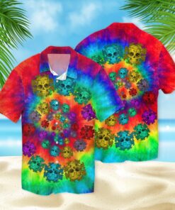 Skull Tie Dye 3D Hawaiian Shirt- For men and women - Fanshubus