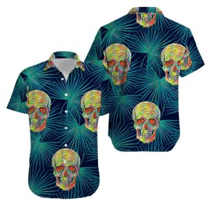 Skull Tropical Green Hawaiian Shirt | For Men &amp; Women | Adult |- For men and women - Fanshubus