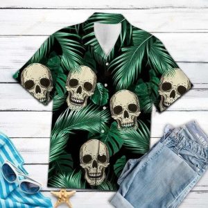 Skulls Green Unique Design Hawaiian Shirt- For men and women - Fanshubus