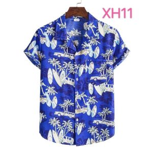 Sleeve Blue Unique Design Unisex Hawaiian Shirt- For men and women - Fanshubus