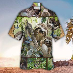 Sloth Aloha Shirt -  Perfect Hawaiian Shirt For Sloth Lover -  Hawaii Shirt Men -  Aloha Shirt - For Men and Women Fanshubus