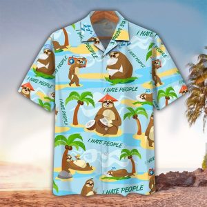 Sloth Hawaiian Shirt -  Perfect Gift Ideas For Sloth Lover -  Hawaii Shirt Men -  Aloha Shirt - For Men and Women Fanshubus