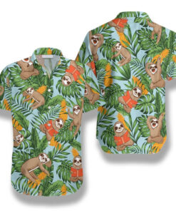 Sloth With Tropical Fruit Hawaiian Shirt- For men and women - Fanshubus