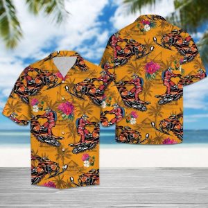 Snowmobiling Tropical Flowers Hawaiian Shirt- For men and women - Fanshubus