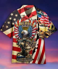 Soldier Eagle American Hawaiian Shirt- For men and women - Fanshubus