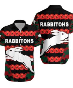 South Sydney Rabbitohs Hawaiian Shirt Anzac Day Poppy Flower Vibes .