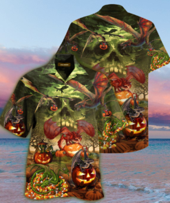 Spooky Dragon Halloween Hawaiian Shirt- For men and women - Fanshubus