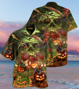 Spooky Dragon Halloween Hawaiian Shirt | For Men &amp; Women | Adult |- For men and women - Fanshubus