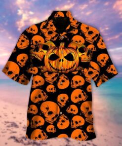 Spooky Pumpkin Halloween Hawaiian Shirt- For men and women - Fanshubus