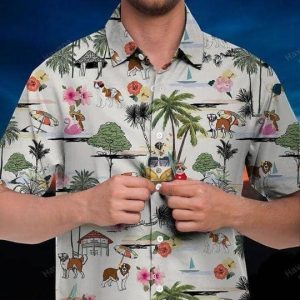St. Bernard Hawaiian Shirt Hawaii Beach Retro - Fanshubus