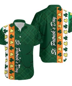 St. Patricks Day Ireland Flag Hawaiian Shirt Shamrock Th4