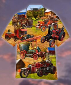 Steampunk Fire Truck Hawaiian Shirt- For men and women - Fanshubus