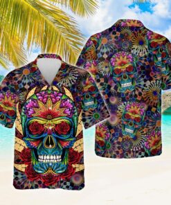 Sugar Skull Flower Hawaiian Shirt - For Men and Women Fanshubus