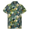 Summer Hawaiian Leaves Pattern Print Men's Short Sleeve Shirt- For men and women - Fanshubus
