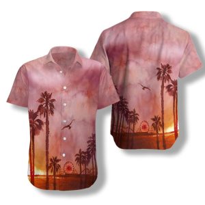 Sunset Santa Monica Pier Canvas 1908 Hawaiian Shirt- For men and women - Fanshubus