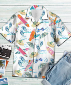 Surf Colorful Beach Tropical Polyester Hawaiian Shirt- For men and women - Fanshubus