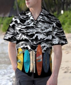 Surfboard Black Awesome Design Hawaiian Shirt - For men and women - Fanshubus