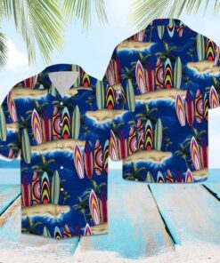 Surfboard Palm Tree Hawaiian Shirt - For men and women - Fanshubus