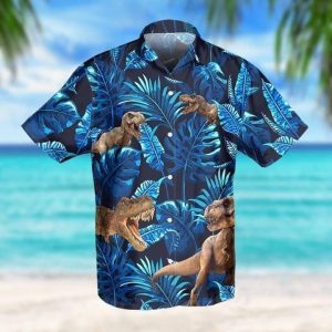 T-Rex Tropical Hawaiian Shirt S006Kqttd .