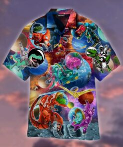 T Rex Dinosaur First Time In Space Hawaiian Shirt- For men and women - Fanshubus