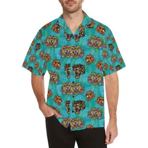 Tattoo Tiger Head Print Design LKS3 Hawaiian Shirt- For men and women - Fanshubus