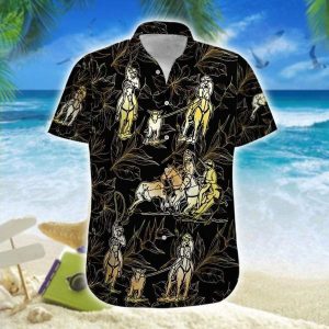 Team Roping Black Background Hawaiian Shirt- For men and women - Fanshubus