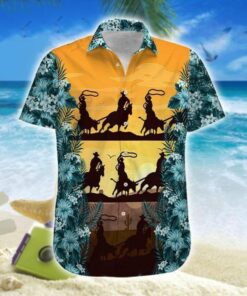 Team Roping Hawai Sunset Hawaiian Shirt- For men and women - Fanshubus