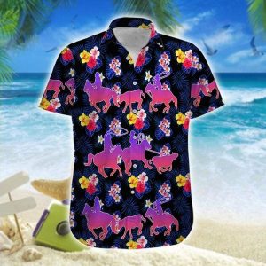 Team Roping Hibiscus Colorful Hawaiian Shirt | For Men &amp; Women | Adult |- For men and women - Fanshubus