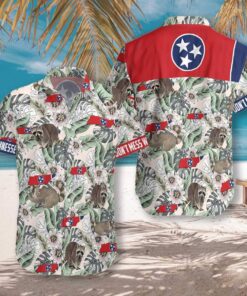 Tennessee Raccoon And Passion Flowers Hawaiian Shirt | For Men &amp; Women | Adult |- For men and women - Fanshubus