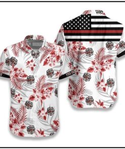 The Red Line Flag Firefighter Hawaiian Shirt | For Men &amp; Women | Adult |- For men and women - Fanshubus