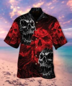 The Red Skull Halloween Hawaiian Shirt- For men and women - Fanshubus